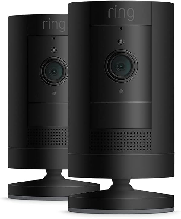 Ring Caméra extérieure sans fil (Stick Up Cam) | Caméra de surveillance extérieure wifi HD sur batterie, audio bidirectionnel, fonctionne avec Alexa | Essai Ring Home gratuit 30 j. | 2 Caméras