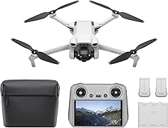 DJI Bundle Fly More Mini 3 (DJI RC) – Mini Drone Caméra Léger avec Nacelle à 3 Axes et Vidéo 4K HDR, Trois Batteries pour un Vol de 114 Min, Prise de Vue Verticale, Transmission Vidéo jusqu’à 10 km